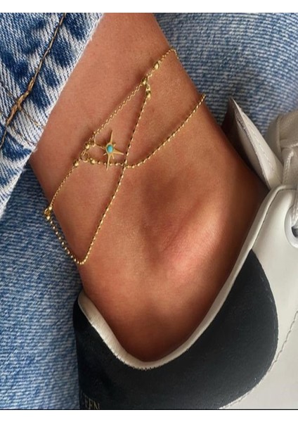 Mavi Taşlı Yıldız Detaylı Hal Hal