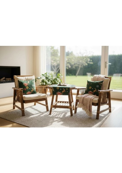 2’li Noel Kırlent Kılıfı & Runner 3'lü Set | Yılbaşı Temalı Dekoratif Yastık Kılıfı & Runner Set