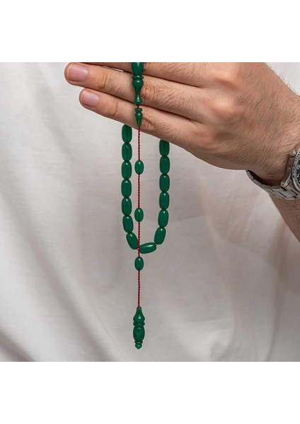 Hk Sıkma Kehribar (Ateş Kehribar) Tesbih Kapsül Kesim Zümrüt Yeşili Renk (Metal Püskülsüz)|gümüş Takı Hediyelik Ürünler fırsatları