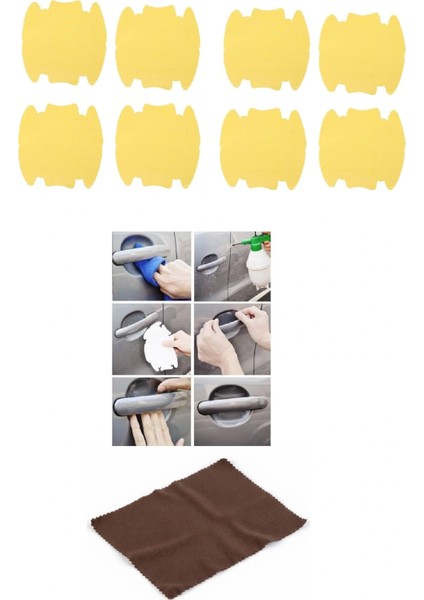 9lu Set Araba Kapı Kolu Çizilme Önleyici Şeffaf Sticker Film Koruma Seti
