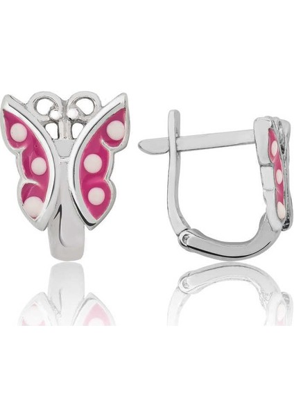 Hk Gümüş Çocuk Küpe Pembe Kelebek |gümüş Takı Hediyelik Ürünler