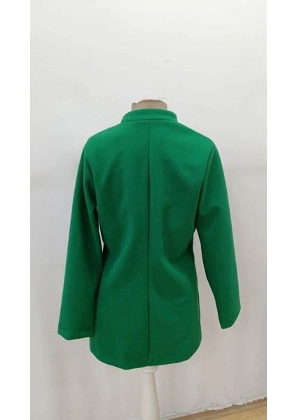 Kadın Uzun Kollu Hakim Yakalı Önden Düğmeli Cep Detaylı Kısa Taba Kaşe Kaban indirimleri