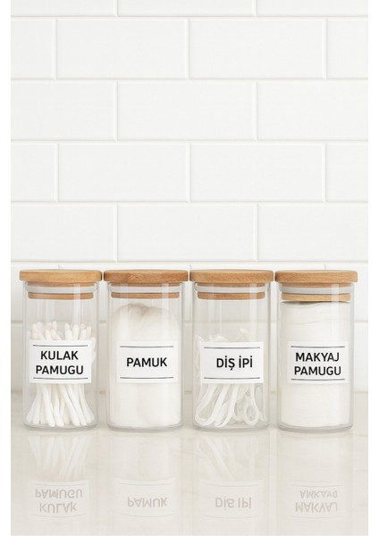 Şeffaf 4'lü Banyo Saklama Kavanoz Seti, Kulak Pamuğu, Makyaj Pamuğu, Diş Ipi fiyatları