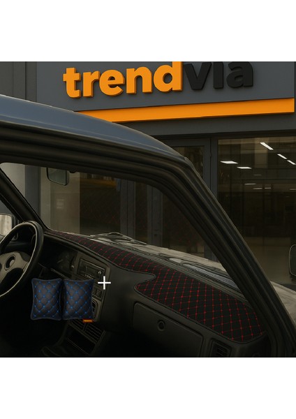 Tofaş Şahin Doğan Kartal Yüksek Ön Göğüs Siyah-Kırmızı Torpido Kılıfı / Siyah-Mavi Boyun Yastığı