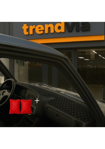 Tofaş Şahin Doğan Kartal Yüksek Ön Göğüs Siyah-Bej Torpido Kılıfı / Kırmızı-Siyah Boyun Yastığı