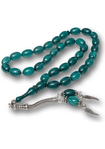 Hk Sıkma Kehribar Tesbih Gümüş Püsküllü |gümüş Takı Hediyelik Ürünler