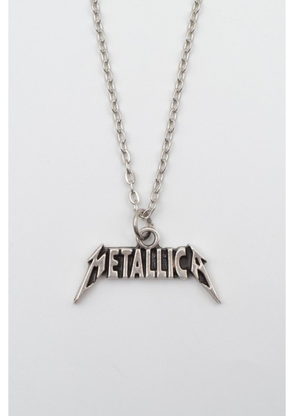 Metallica Gümüş Kaplama Düz Zincir Kolye