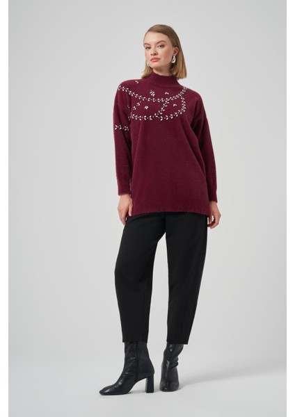 7002 Taş Işlemeli Angora Kazak Tunik