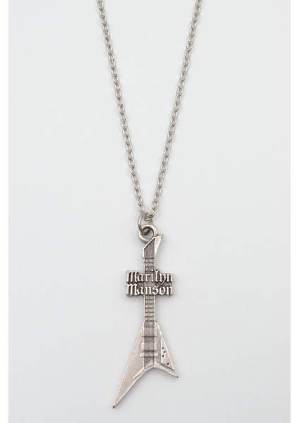 Marilyn Manson Elektro Gitar Gümüş Kaplama Düz Zincir Kolye