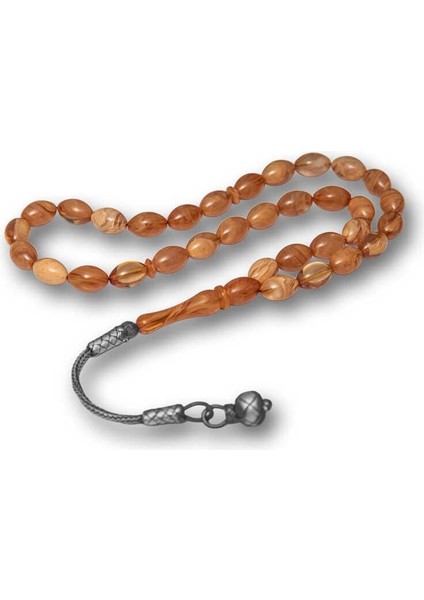 Hk Sıkma Kehribar Tesbih Gümüş Kazaz Püsküllü |gümüş Takı Hediyelik Ürünler