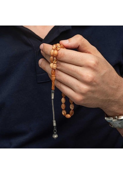 Hk Sıkma Kehribar Tesbih Gümüş Kazaz Püsküllü |gümüş Takı Hediyelik Ürünler fırsatları