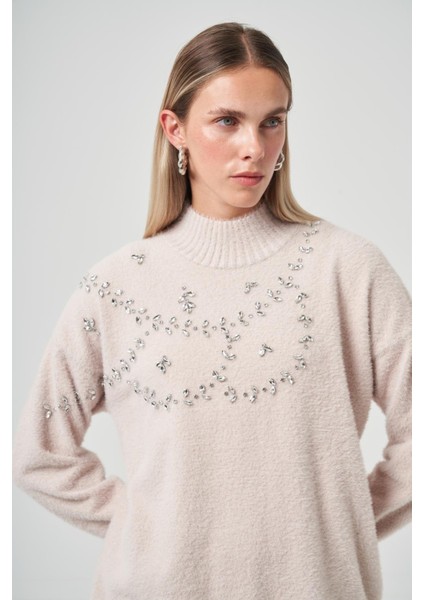 7002 Taş Işlemeli Angora Kazak Tunik modelleri