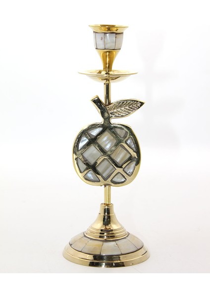 Pirinç Sedefli Tekli Şamdan - Model 1