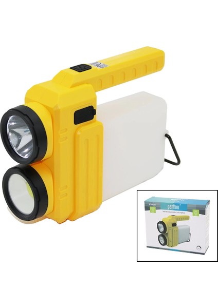 3in 13W+COB LED+360°SMDEL Feneri USB Şarj Powerbank 1500LM Işık Ayarı Gün Işık - Beyaz Metal ASKI+B42 PT-8439 (5148)