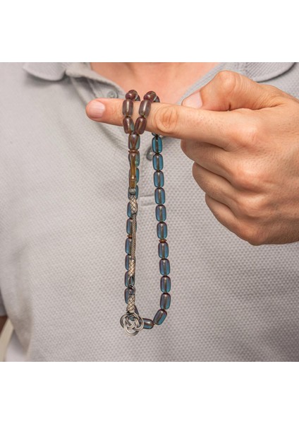 Hk Gümüş Kazaz Püsküllü Kapsül Kesim Mavi Sıkma Kehribar Tesbih|gümüş Takı Hediyelik Ürünler modelleri