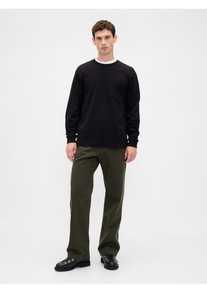 Erkek Haki Canvas '90S Loose Pantolon