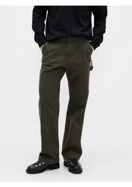 Erkek Haki Canvas '90S Loose Pantolon
