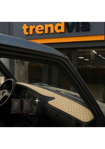 Tofaş Şahin Doğan Kartal Yüksek Ön Göğüs Bej-Siyah Torpido Kılıfı / Siyah-Bej Boyun Yastığı