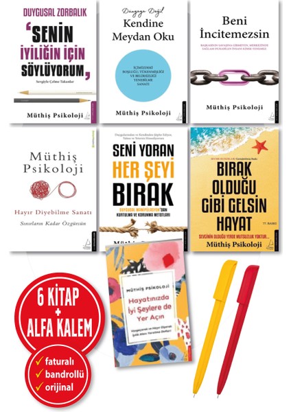 Alfa Kalem+Müthiş Psikoloji Yeni 6 Kitap 1 Defter(Duygusal Zorbalık+Seni Yoran+Hayır+Kendine Meydan)