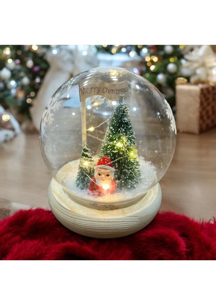 Turuncu Noel Baba Kar Küresi LED Işıklı, Şık ve Sıcak Atmosfer Yaratır