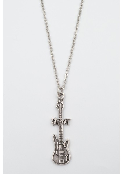 Slipknot Elektro Gitar Gümüş Kaplama Düz Zincir Kolye