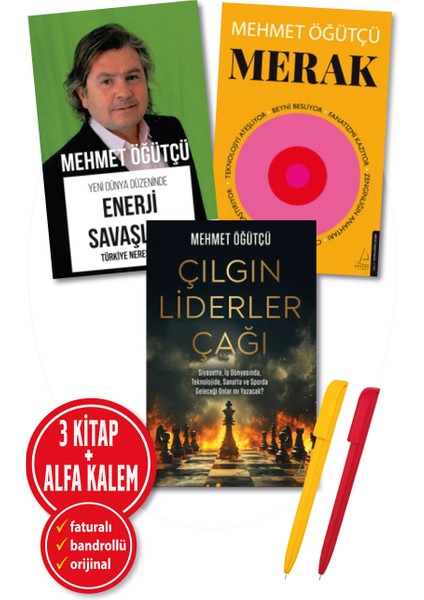 Alfa Kalem+Mehmet Öğütçü 3 Kitap Yeni(Çılgın Liderler Çağı+Merak+Yeni Dünya Düzeni)Araştırma Destek