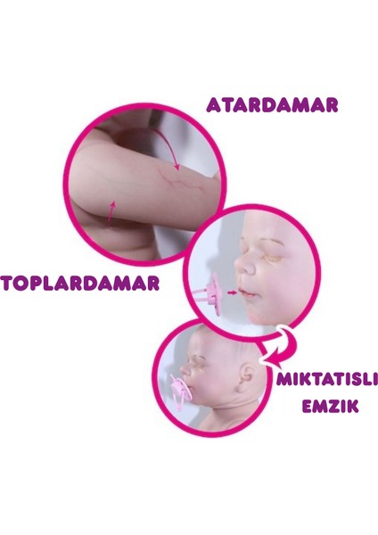 Gerçekçi Et Bebek Aksesuarlı Gerçek Bebek Hissi %100 Silikon Yumuşak Doku Hareketli Vücut Oyuncak modelleri