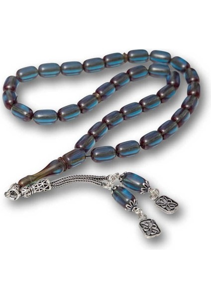 Hk Sıkma Kehribar Tesbih Gümüş Püsküllü Kapsül Kesim |gümüş Takı Hediyelik Ürünler