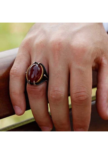 Gümüş Akik Taşlı Kartal Pençesi Erkek Yüzük fiyatları