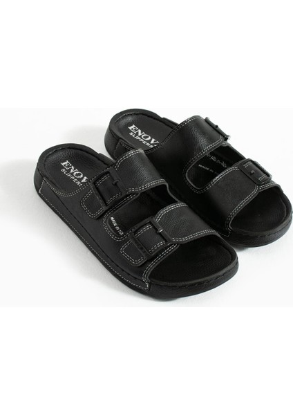 Erkek Ortopedik Günlük Deri (Suni) Çift Tokalı Rahat Dikişli Içeri Dışarı Terlik modelleri