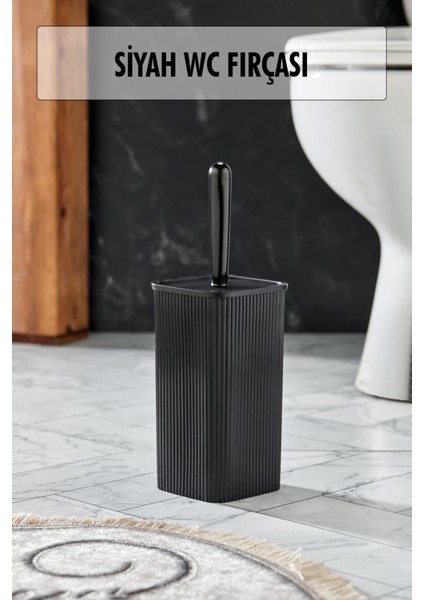 Siyah 2'li Tuvalet Fırçası ve Wc Fırçası Seti, Renkli Tasarım