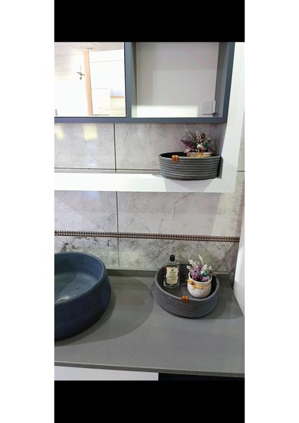 3'lü Banyo Aksesuar Sepet Seti, Şık Gri Renkli, Düzen ve Pratiklik Sağlar