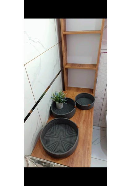3'lü Banyo Aksesuar Sepet Seti, Şık Gri Renkli, Düzen ve Pratiklik Sağlar fırsatları