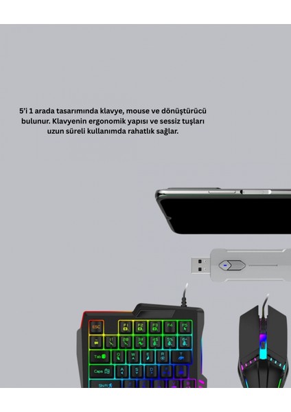 - Mobil Gaming Set Klavye + Mouse + Dönüştürücü 5’li Paket Yüksek Dpı Bluetooth indirimleri
