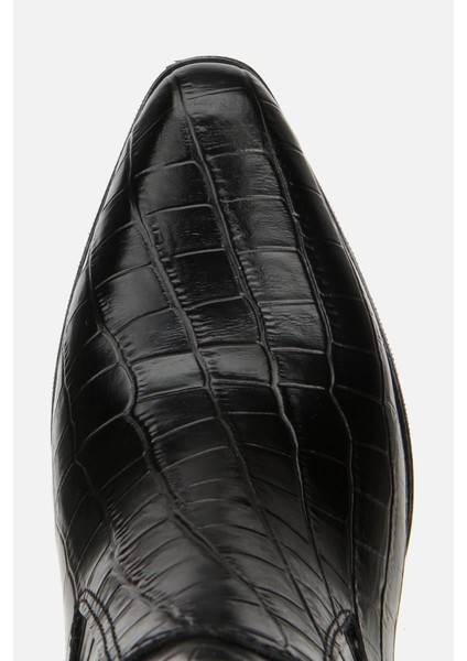 Kadın Siyah Kroko Desenli Kovboy Topuklu Çizme indirimleri