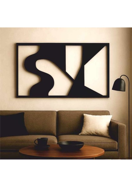 As Tasarım Ahşap Duvar Süs Tablo MODEL001 Siyah Renk 75X44 cm