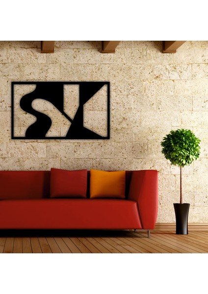 As Tasarım Ahşap Duvar Süs Tablo MODEL001 Siyah Renk 75X44 cm