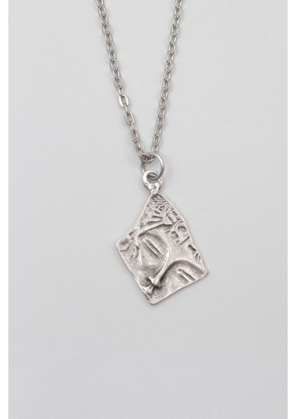 Yuyuyan Güzel Düz Ezme Zincir Kolye - Antik Gümüş Kaplama - Kadın Erkek - 60 cm