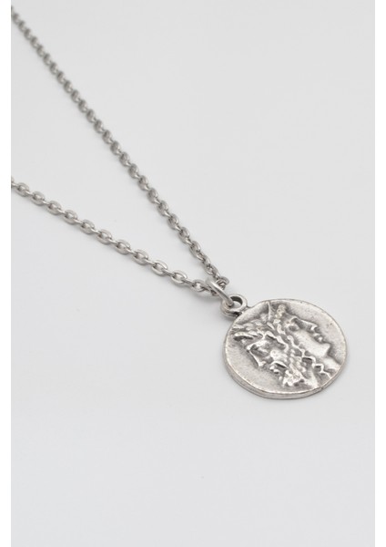 İki Yüzlü Janus Düz Ezme Zincir Kolye - Antik Gümüş Kaplama - Kadın Erkek - 60 cm fiyatları