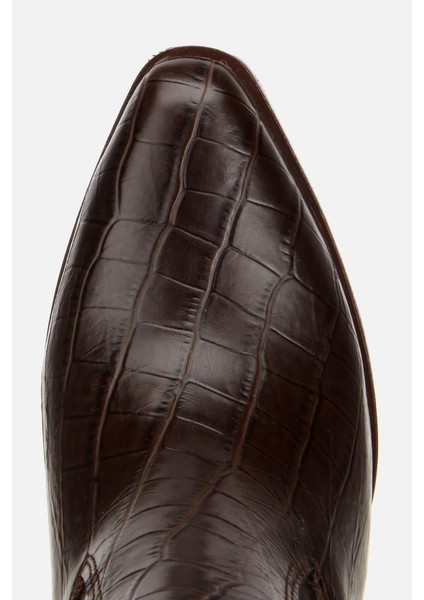 Kadın Kahverengi Kroko Desenli Kovboy Topuklu Çizme indirimleri