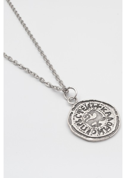 Kaloyan's Madalyon Düz Ezme Zincir Kolye - Antik Gümüş Kaplama - Kadın Erkek - 60 cm fiyatları