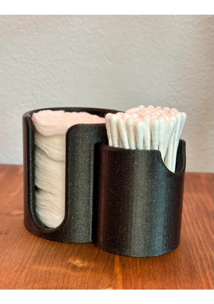 Iki Adet Siyah Makyaj Malzemesi Düzenleme Kutusu, Pamukluk ve Kulak Çubuğu Seti