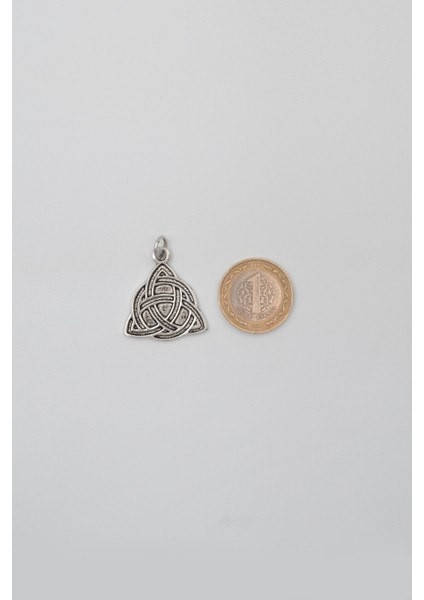 Triquetra - Kelt Düğümü Düz Ezme Zincir Kolye - Antik Gümüş Kaplama - Kadın Erkek - 60 cm indirimleri