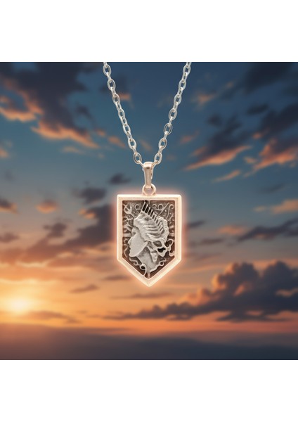 Anime Attack On Titan Sina Gümüş Kaplama Düz Zincir Kolye modelleri