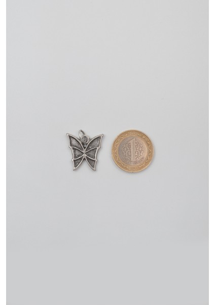 Kelebek Düz Ezme Zincir Kolye - Antik Gümüş Kaplama - Kadın Erkek - 60 cm indirimleri