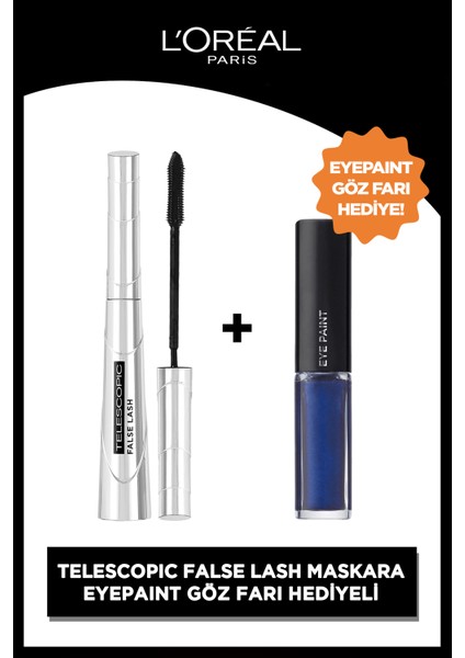 paris False Lash Telescopic Fiber Siyah Maskara & Eye Paint 204 Over The Blue