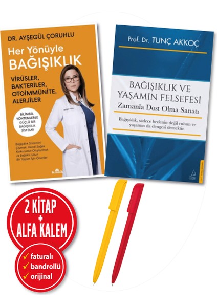 Alfa Kalem+ Her Yönüyle Bağışıklık+Yaşamın Felsefesi (Ayşegül Çoruhlu+Tunç Akkoç)Sağlık Destek Kitap