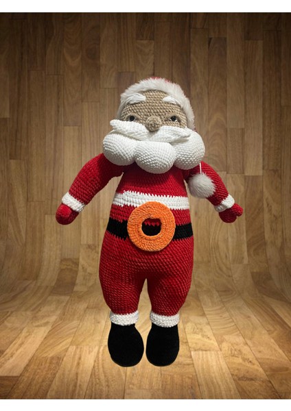 El Örgüsü Amigurumi Noel Baba Oyuncak, 90 Cm, Özel Üretim, Dekoratif, Kırmızı