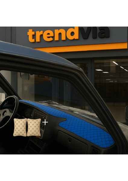 Tofaş Şahin Doğan Kartal Yüksek Ön Göğüs Mavi-Siyah Torpido Kılıfı / Bej-Siyah Boyun Yastığı