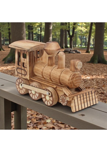El Yapımı Doğal Ahşap Tren Oyuncak – Dekoratif Demiryolu Maketi Koleksiyon Çocuk Hediyesi